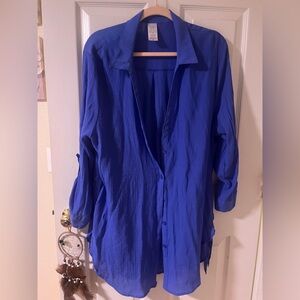 Time and Tru Royal Blue Button-Down Shirt
